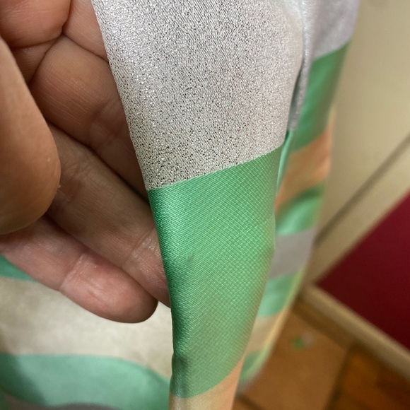 Aidan Mattox Dress Striped Skirt attached Green Crop Top with Zipper Backbone 10 - Picture 7 of 7